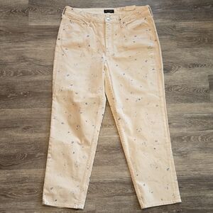NWT Free Assembly Cream Floral Print 90s Straight Jeans Sz 14